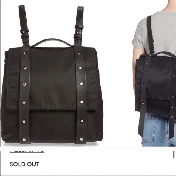 AllSaints Sid black nylon and leather backpack like new - Picture 2 of 11
